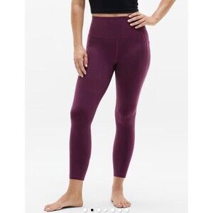 Athleta Salutation Stash Pocket Tight Extra Small XS Maroon Pink Mesh
